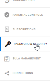 Choose Password and Security option