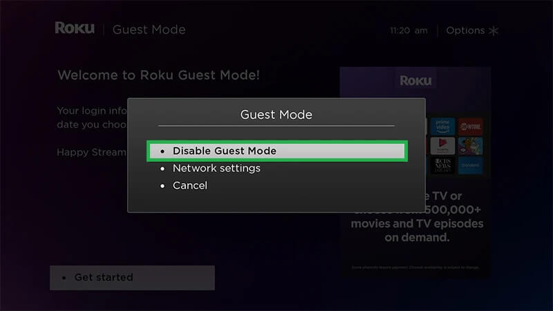 Select disable Guest Mode