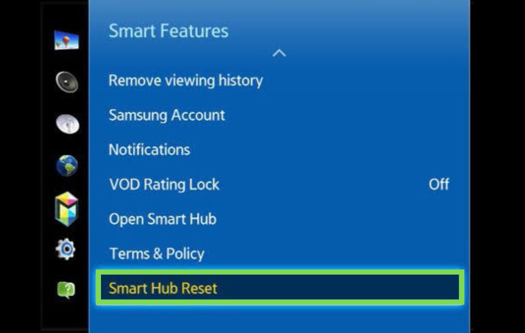 Smart Hub Reset on Samsung smart TV