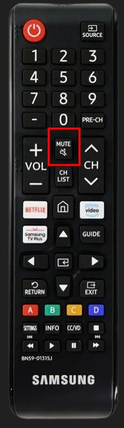 Press and hold Mute button on Samsung TV remote