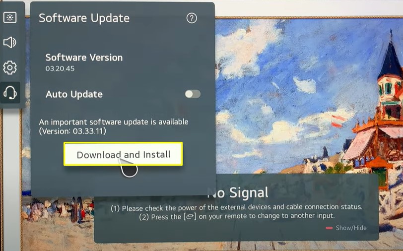 Hit Download and install option to update LG Smart TV
