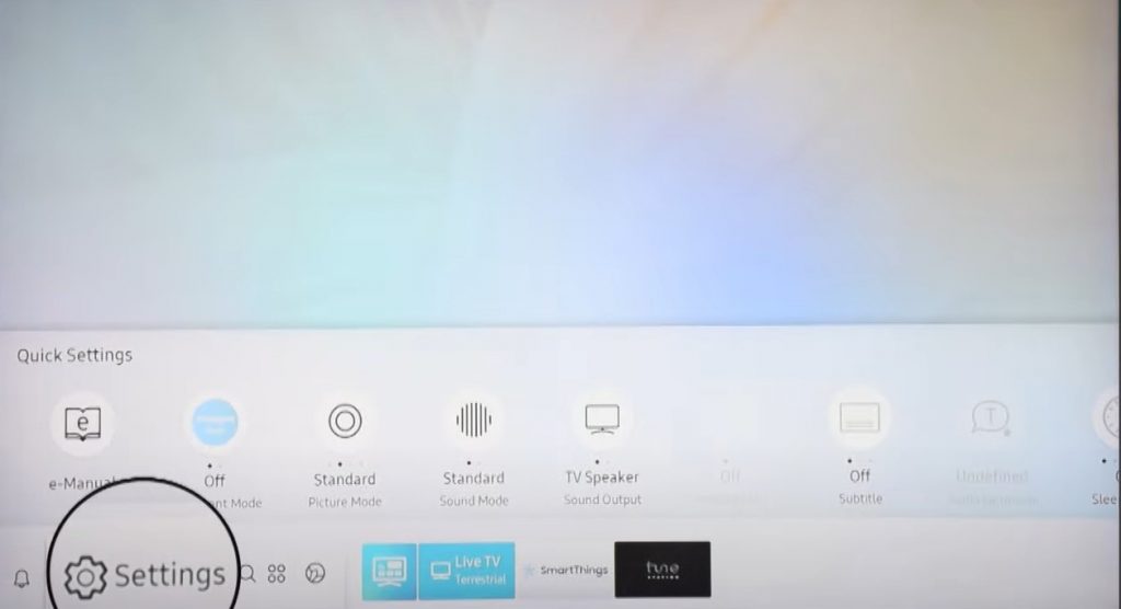 Click Settings on Samsung TV