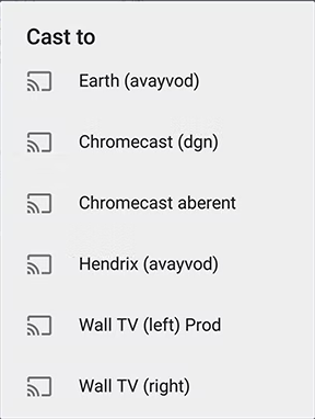 Select your Chromecast device 