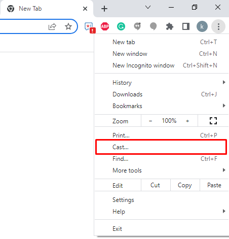 Click the Cast option
