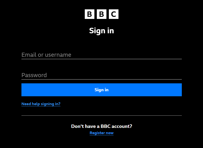Enter you credentials to login with BBC iPlayer account on LG smart TV