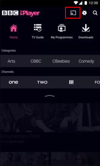 Click the cast icon on BBC iPlayer