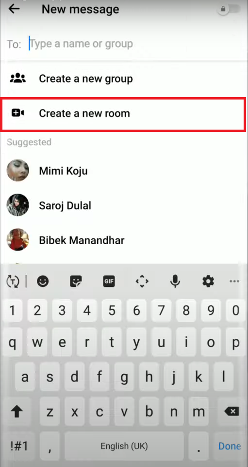 Tap Create a new room