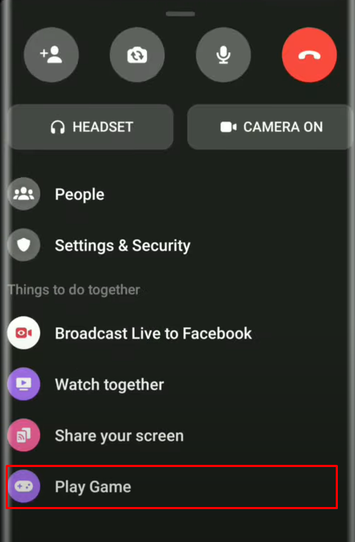 Select Play Game to Play Games on Facebook Messenger