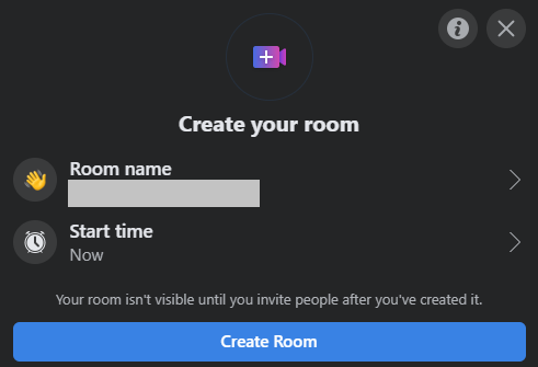 Click Create Room to play games on Facebook Messenger