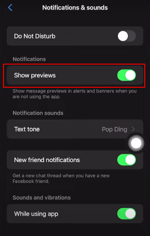 Enable Show previews  to see the unsend messages on Facebook Messenger  
