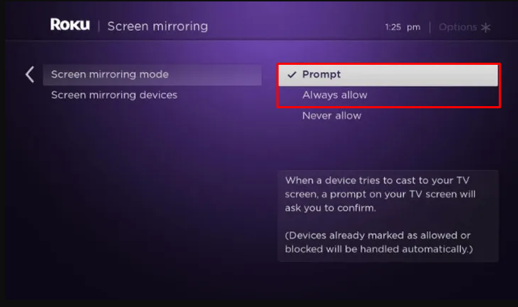 Enable Screen Mirroring on Roku