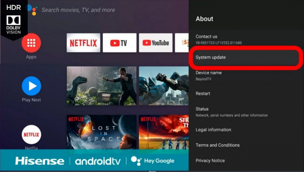 Click Update now to update your Hisense TV 