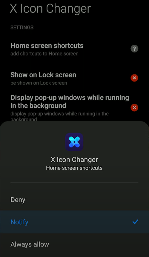 Give necessary permissions to change the Instagram icon