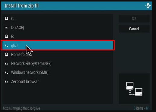 Select the repository file to install Mega IPTV addon on Kodi
