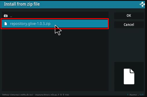 Select the Zip file 