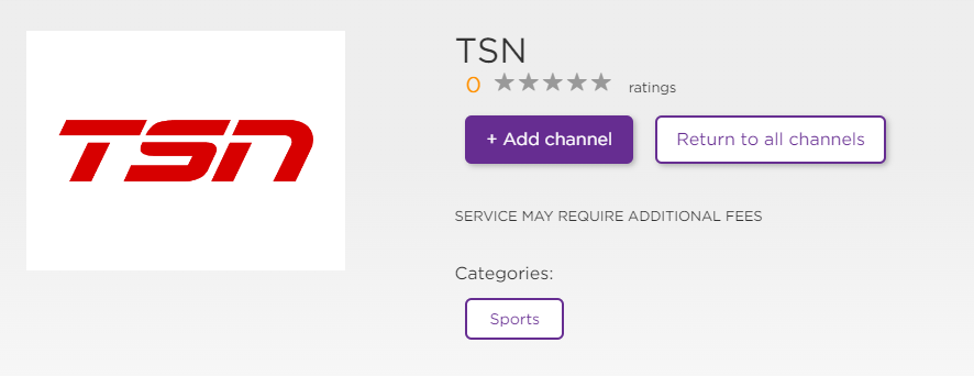 Add Channel - TSN on Roku