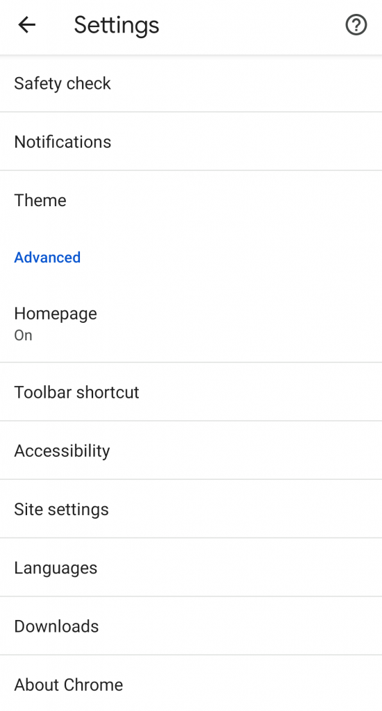 About Chrome on Settings
