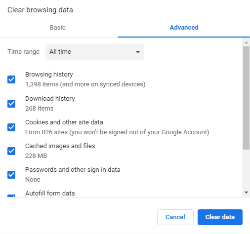 Clear browsing data to delete corrupted cache files to shut down correctly.