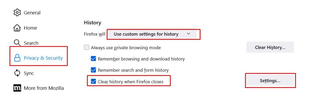 Clear Firefox browser automatically