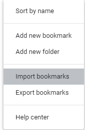Click Menu and tap import bookmarks 