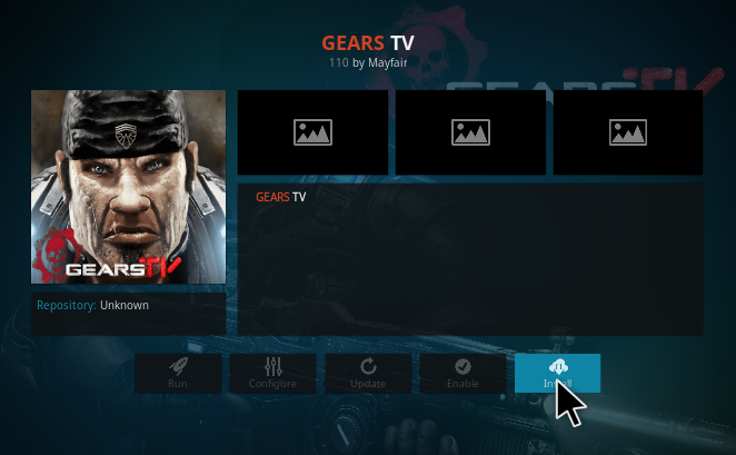 Click the Install button to install Gears TV on Firestick