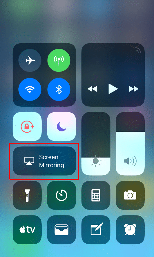Tap the Screen Mirroring option