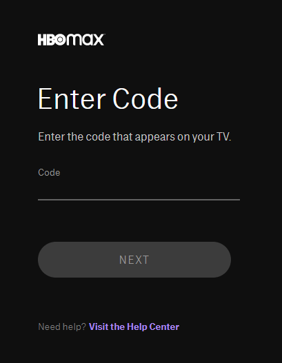 Enter activation code to watch HBO max on Sony TV