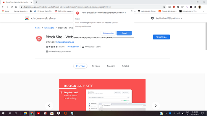 Adding extension to block websites on Chrome