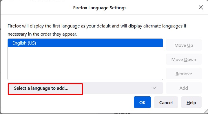 Adding a language in Firefox