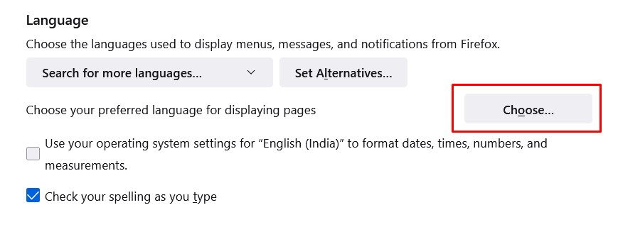 choosing preferred language