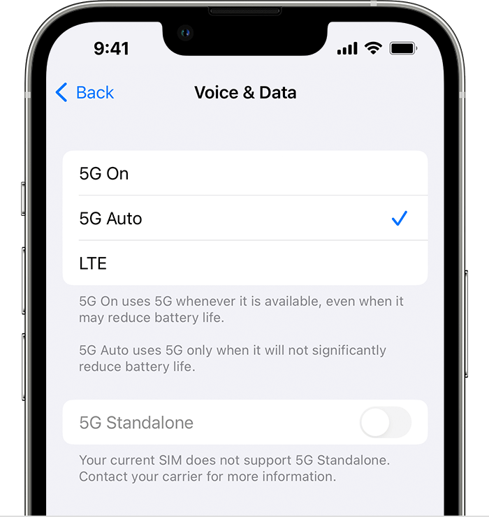 Choose either 5G Auto or 5G On to enable 5G on your iPhone