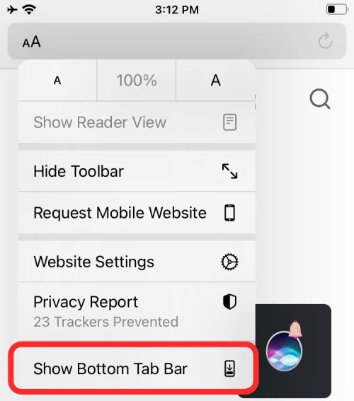 Show bottom Tab Bar