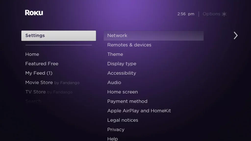 Go to Settings on your Roku TV screen