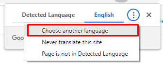 Select the option Choose other language