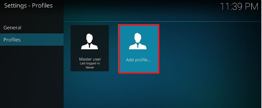  Hit Add Profile option to set Parental Control on Kodi