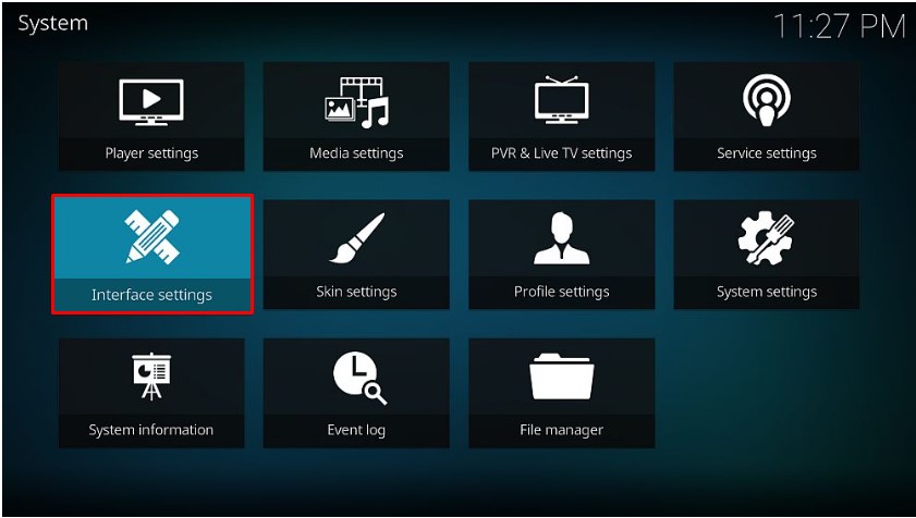 Select Interface Settings