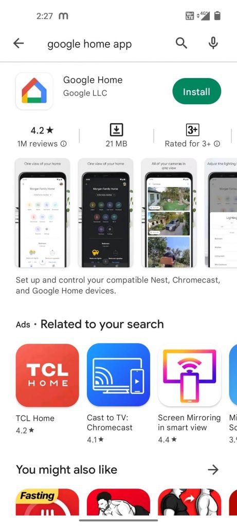 Install the Google Home App