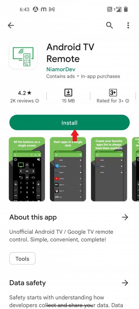 Install Android TV mobile app to Turn On the Skyworth Smart TV without remote