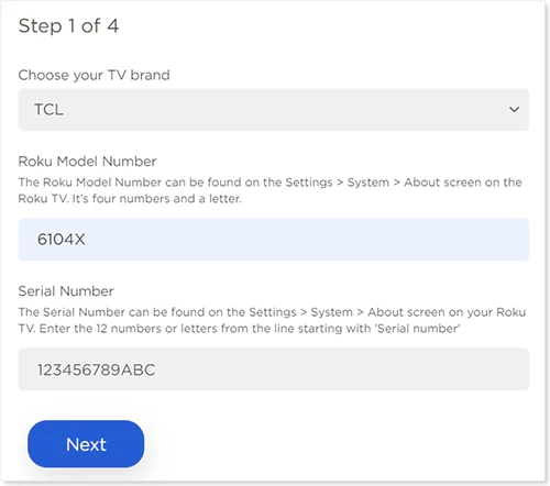 Enter the model number