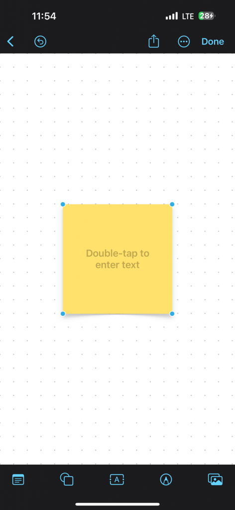 Double click Yellow Sticky Note to type a text on Freeform