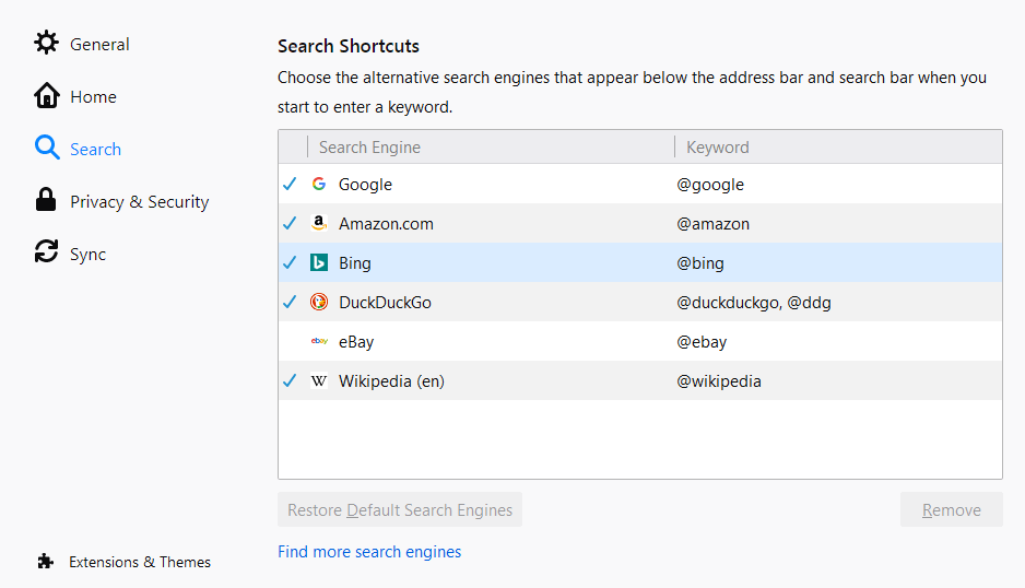 Select Search and remove the Checkmarks