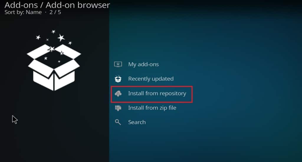 Click Install from repository to install IPTV on Kodi