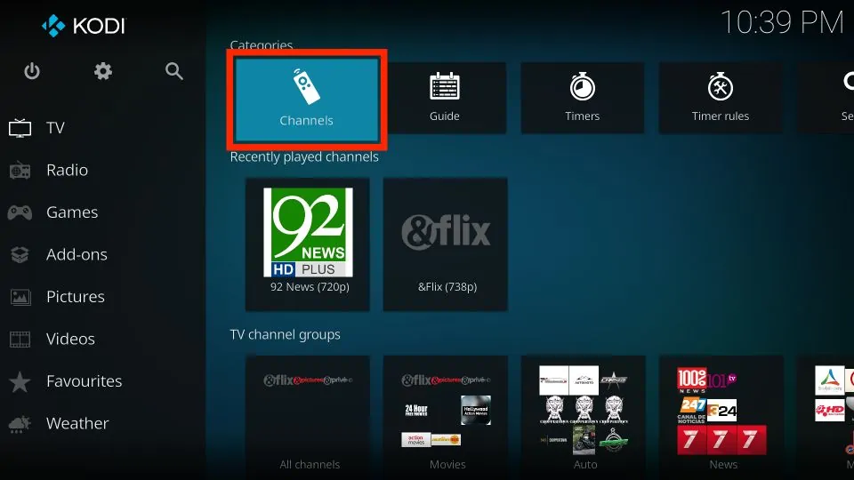 Select the Channels option