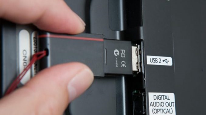Insert the USB drive to install Kodi on Sharp TV