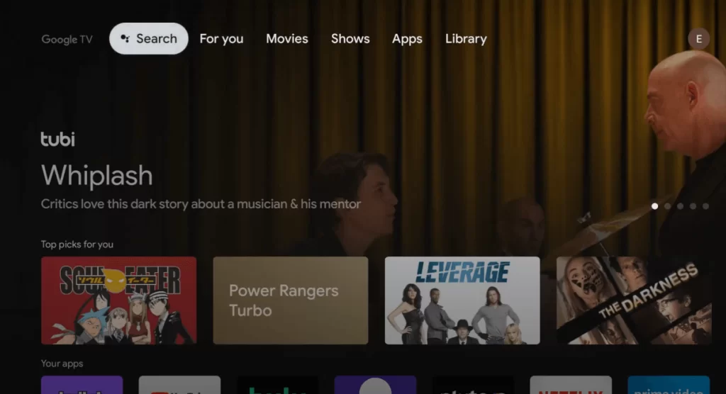 Tap Search on Sony Google TV 
