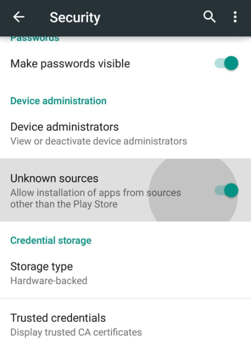 Enable Unknown Sources to install Live NetTV APK 