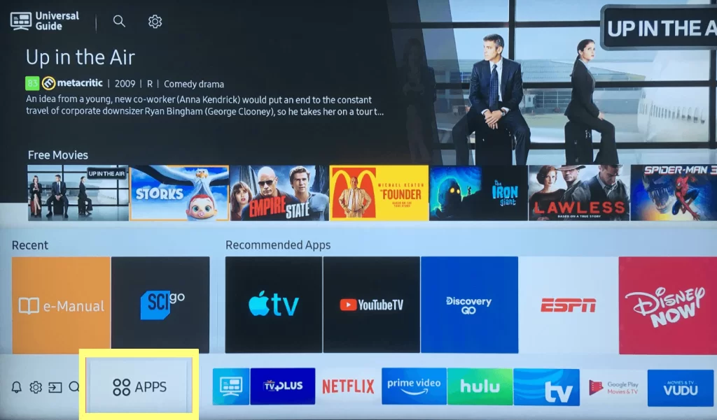 Click Apps on Samsung TV