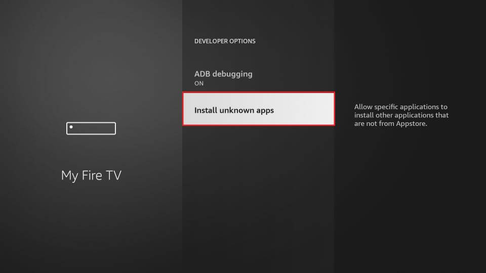 Tap Install unknown apps to download Ocean Streamz on Firestick 