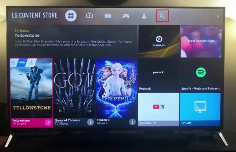 Search for Peacock on LG Content Store in LG TV