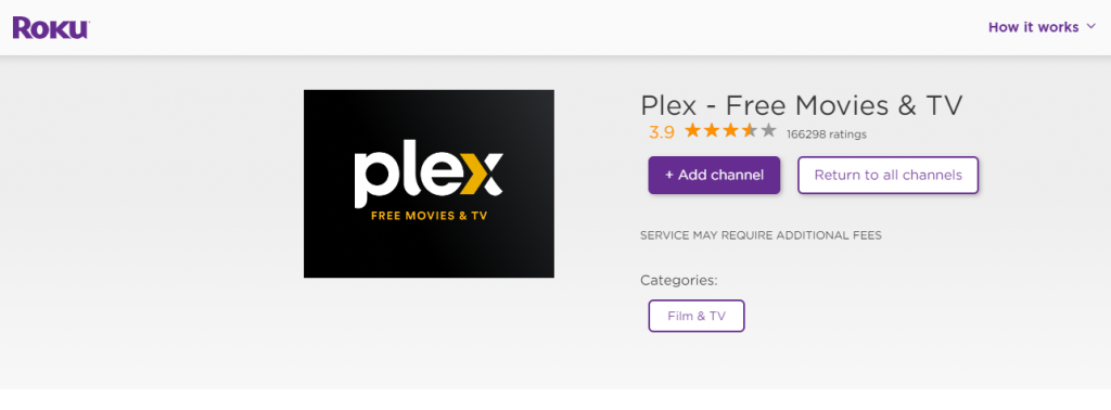 Tap Add Channel to install Plex on Roku 